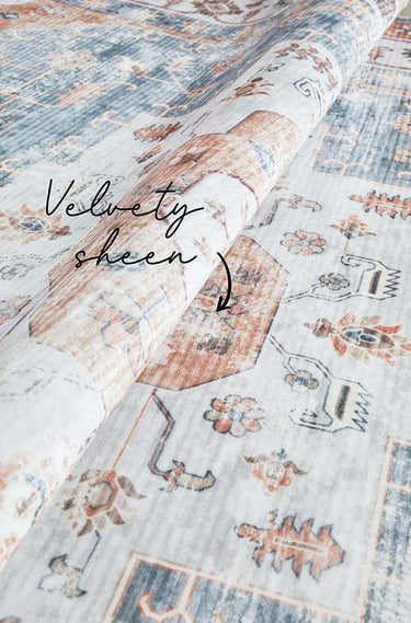 Dawn Revive Blue Putty Multi-Colour Transitional Machine Washable Polyster Rug